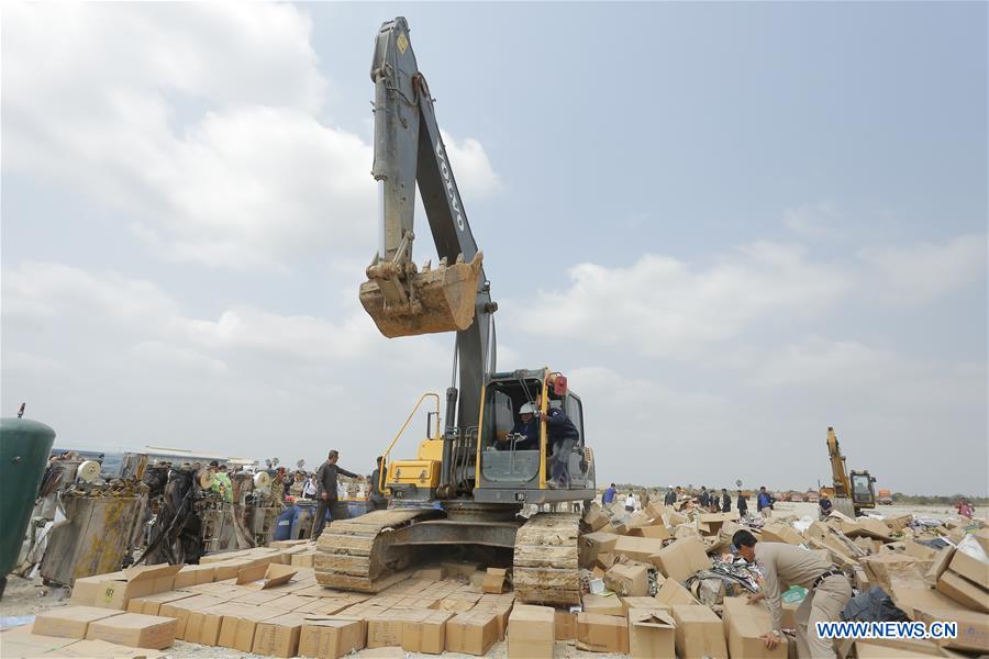 CAMBODIA-PHNOM PENH-COUNTERFEIT COSMETICS-DESTRUCTION