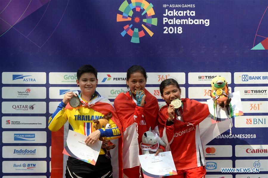 (SP)INDONESIA-SUBANG-ASIAN GAMES 2018-WOMEN’S DOWN HILL-MEDALS