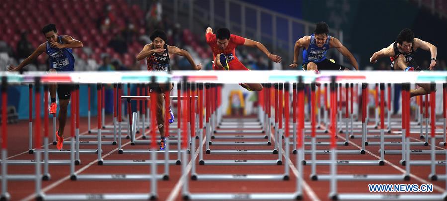 (SP)INDONESIA-JAKARTA-ASIAN GAMES-ATHLETICS-MEN'S 110M HURDLES