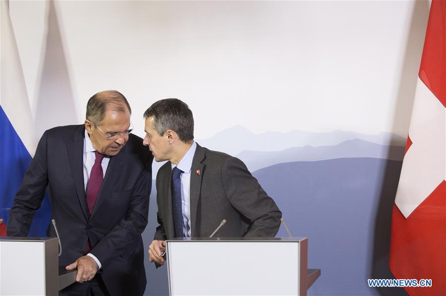 SWITZERLAND-GENEVA-AFGHANISTAN CONFERENCE-LAVROV-CASSIS-PRESS CONFERENCE