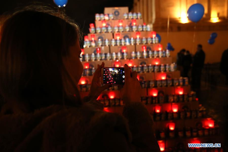 GREECE-ATHENS-MILK CANS-CHRISTMAS TREE